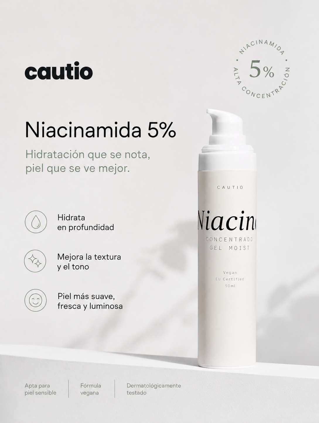 Gel hidratante de niacinamida al 5%