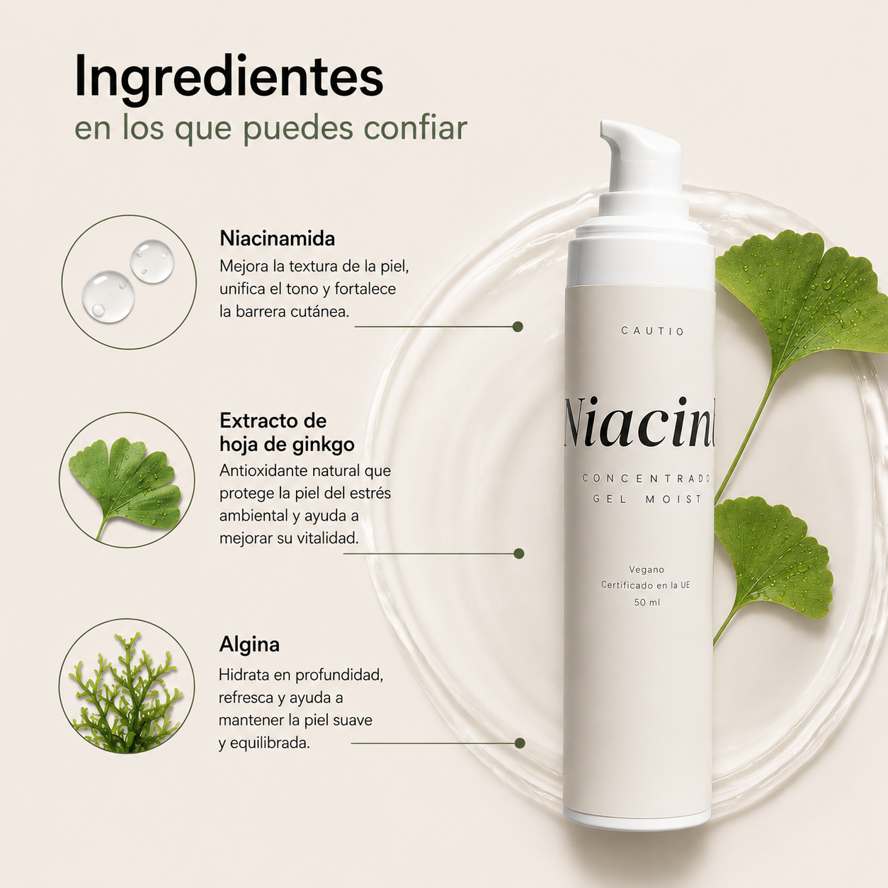 Gel hidratante de niacinamida al 5%
