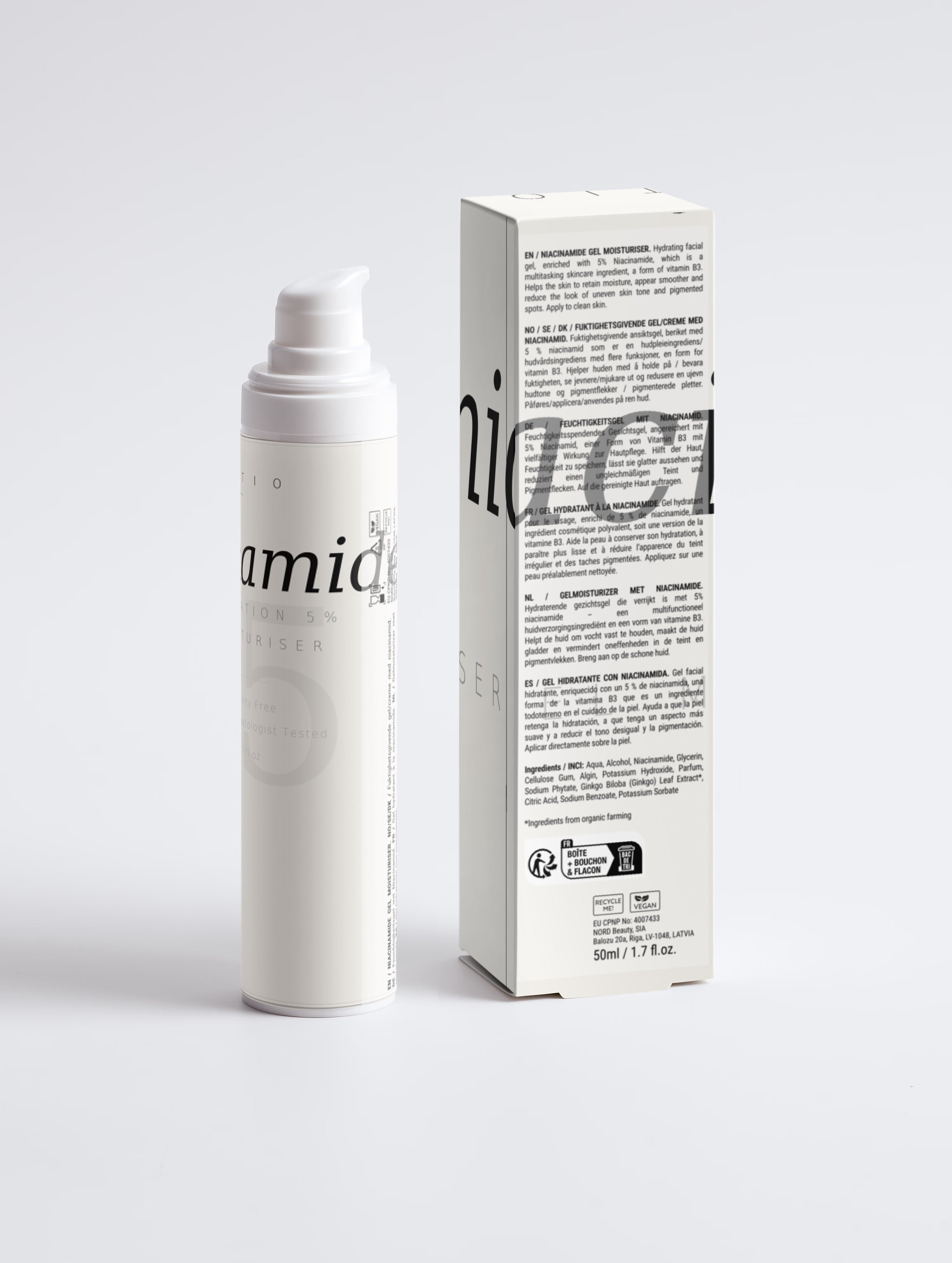 Gel hidratante de niacinamida al 5%
